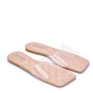 NWT CAPE ROBBIN KEKO SLIDE SANDALS NUDE WITH CLEAR STRAP 5.5 & 6.5